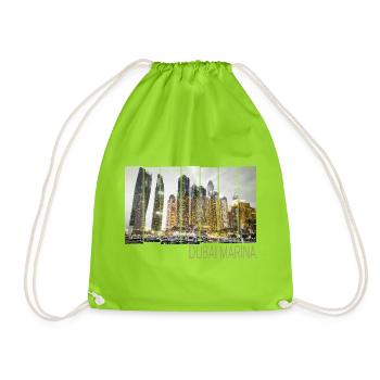 Dubai Marina in VAE Skyline Vintage Panorama - Turnbeutel - Neongrün - Vorne