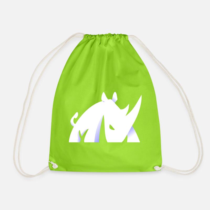Rhinoceros design - Drawstring Bag - neon green