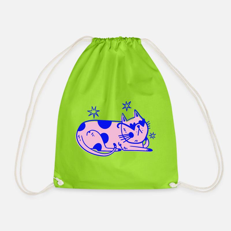 Stylische Katze – Relaxed Retro Vibes - Turnbeutel - Neongrün
