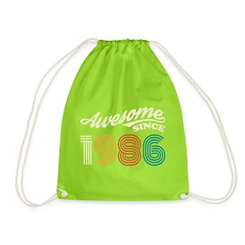 Awesome seit 1986 Retro Logo - Turnbeutel - Neongrün - Vorne