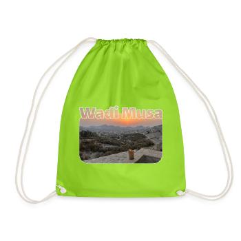 Wadi Musa Sunset Panorama - Drawstring Bag - neon green - Front