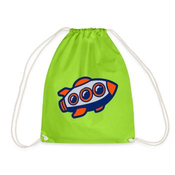 Space Rocket Illustration - Drawstring Bag - neon green - Front