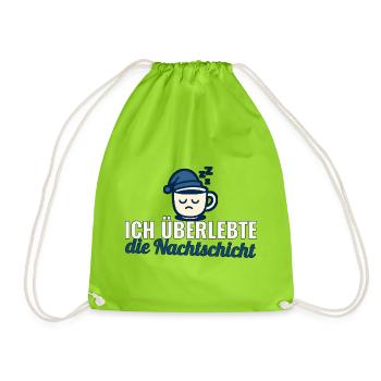 Ich überlebte die Nachtschicht – Pflege Geschenk - Turnbeutel - Neongrün - Vorne
