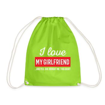 I Love My Girlfriend - Drawstring Bag - neon green - Front