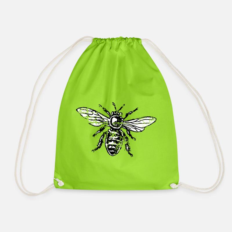Bee Honeybee - Drawstring Bag - neon green