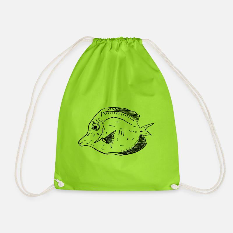 gelber Segelflossendoktorfisch schwarz - Turnbeutel - Neongrün