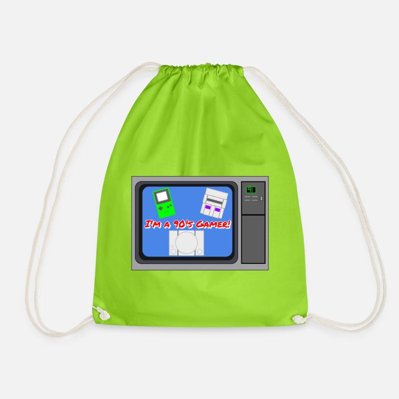 I'm a 90's Gamer - Drawstring Bag - neon green