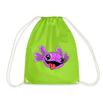 Frecher Axolotl mit Zunge - Turnbeutel - Neongrün - Vorne