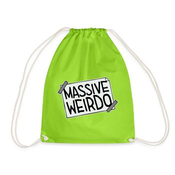 Massive weirdo Komischer Weirdo Lustig Spruch Logo - Turnbeutel - Neongrün - Vorne