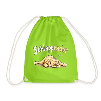 Schlapprador Labrador Schlafmütze Hund Humor - Turnbeutel - Neongrün - Vorne