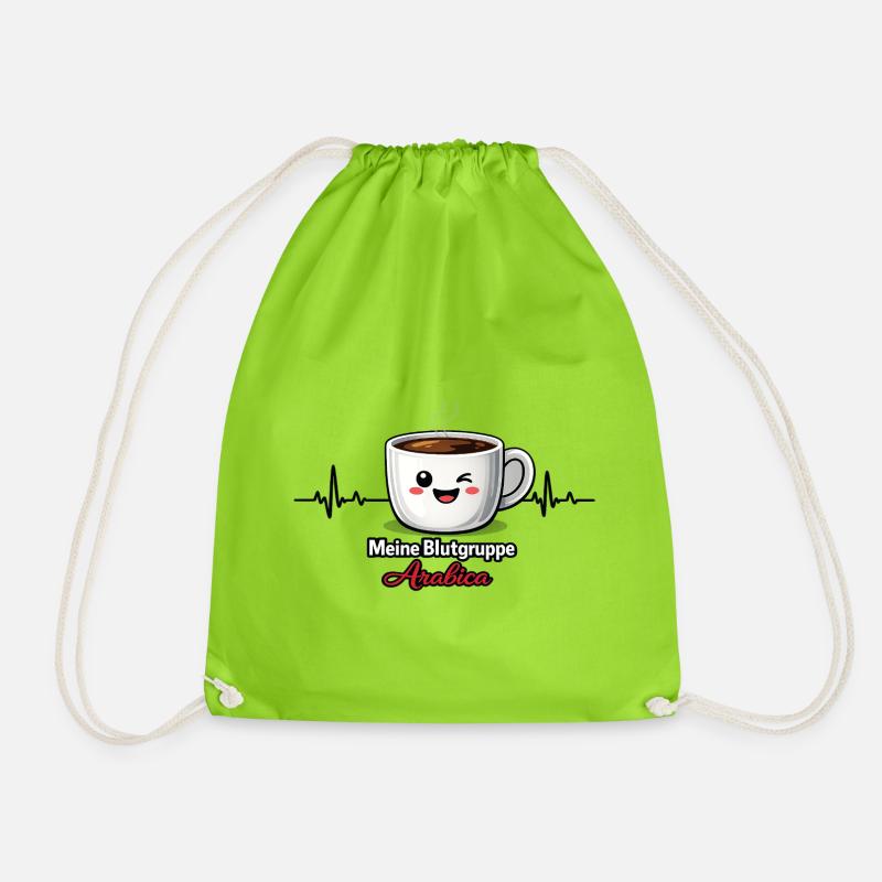 Meine Blutgruppe Arabica-Kaffeetrinker Spruch - Turnbeutel - Neongrün