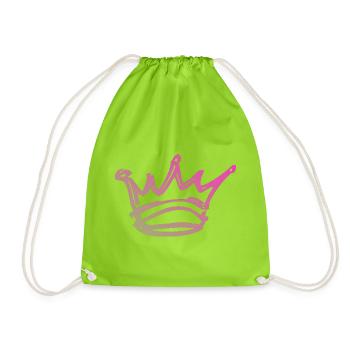 Gradient Crown Sketch - Drawstring Bag - neon green - Front