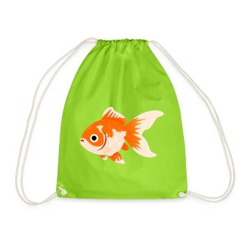 Comet Goldfish Cartoon Splash - Drawstring Bag - neon green - Front