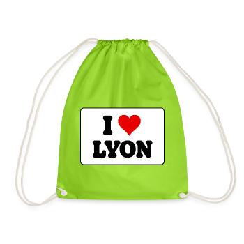 Ich liebe Lyon, ich liebe Lyon – Amour Ville - Turnbeutel - Neongrün - Vorne