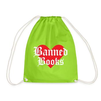 Verbotene Bücher Herz-Design - Turnbeutel - Neongrün - Vorne
