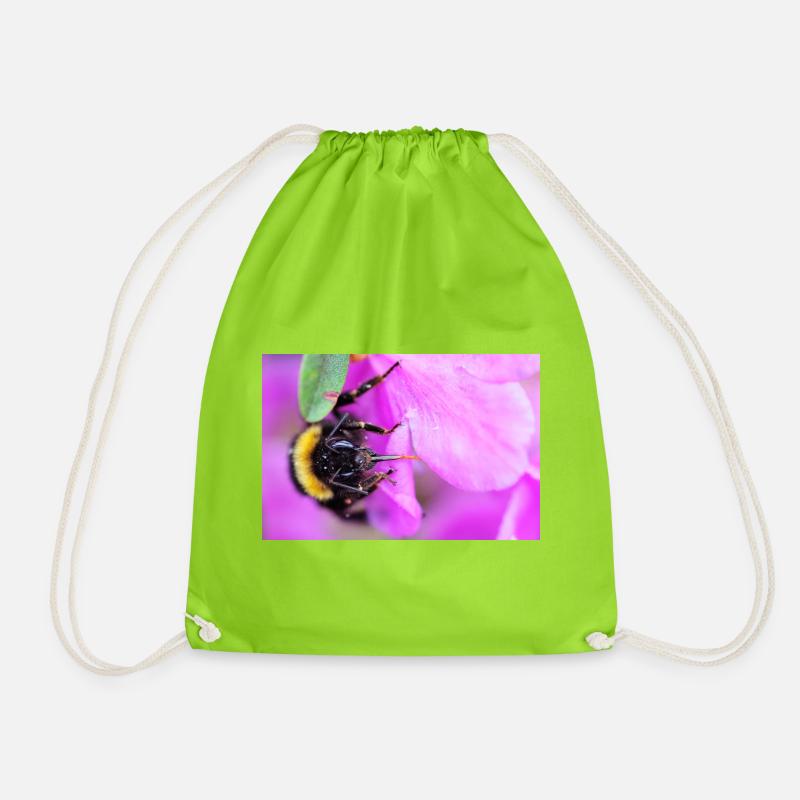 Bee on the violet - Drawstring Bag - neon green
