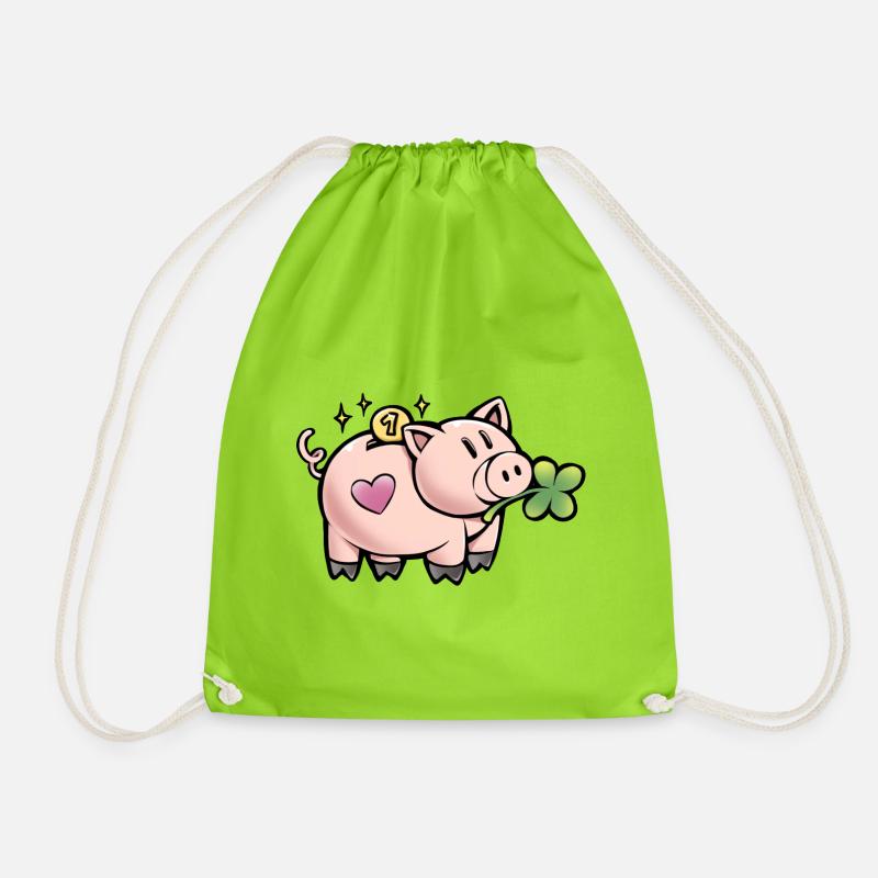 Süßes Sparschwein - Turnbeutel - Neongrün
