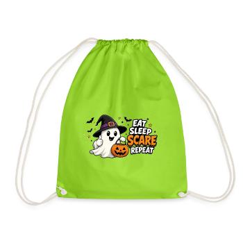 Halloween eat, sleep, scare, repeat - Drawstring Bag - neon green - Front