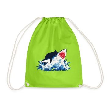 Chat Requin Humour océan  - Sac de sport léger - vert néon - Devant
