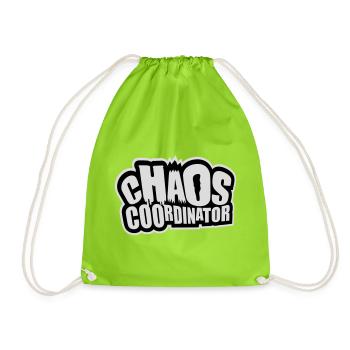 Chaos Coordinator Lustig Titel Eltern Lehrer Logo - Turnbeutel - Neongrün - Vorne