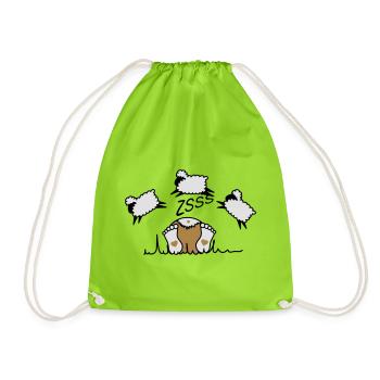 Counting Sheep - Drawstring Bag - neon green - Front