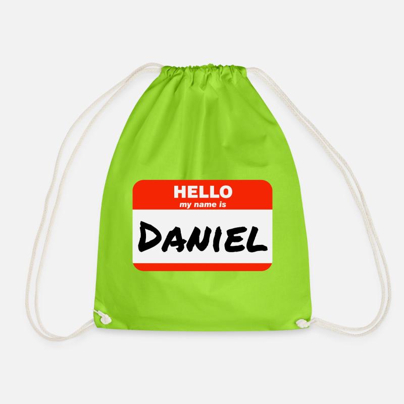 Hello My Name Is Daniel Etikett Namensschild - Turnbeutel - Neongrün