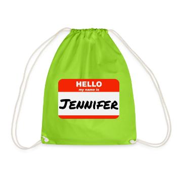 Hello My Name Is Jennifer Etikett Namensschild - Turnbeutel - Neongrün - Vorne