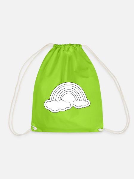Minimalistischer Regenbogen auf Wolken - Turnbeutel - Neongrün