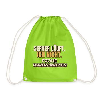 Server läuft. Ich nicht. Frohe Weihnachten - IT - Turnbeutel - Neongrün - Vorne