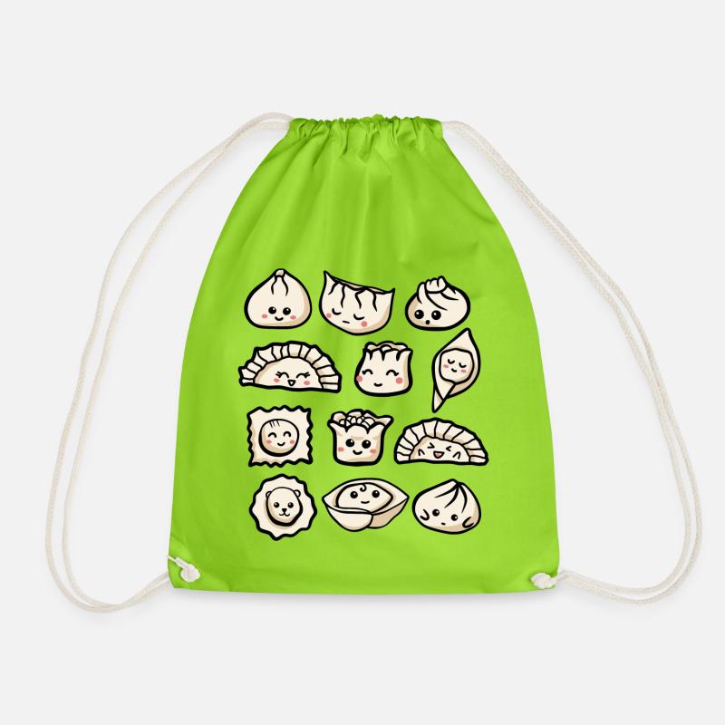 Kawaii dumplings - Drawstring Bag - neon green
