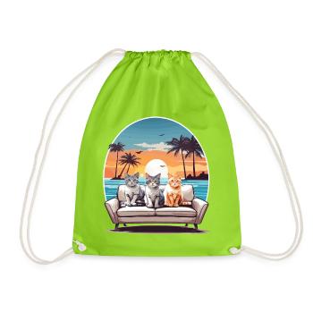Katzen am Meer - Turnbeutel - Neongrün - Vorne