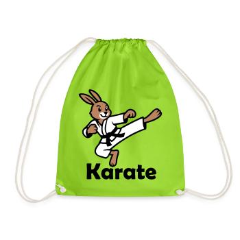Karate Rabbit - Drawstring Bag - neon green - Front