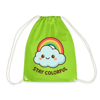 Cute cloud rainbow graphic - Drawstring Bag - neon green - Front