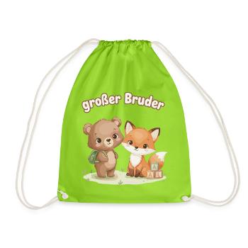 Großer Bruder Bär und Fuchs - Turnbeutel - Neongrün - Vorne