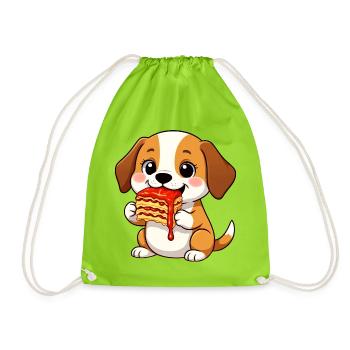 Süßer Beagle Lasagne Italienisches Essen Cartoon - Turnbeutel - Neongrün - Vorne