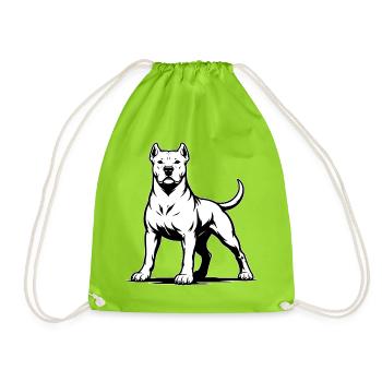Dogo Argentino dans une pose fière - Sac de sport léger - vert néon - Devant
