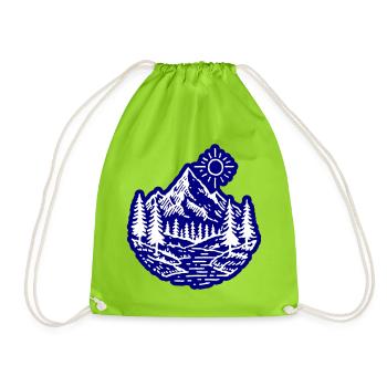 Mountains Valley Landscape Forest - Drawstring Bag - neon green - Front