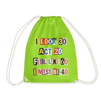 Age Mirror Collage of Years - Drawstring Bag - neon green - Front