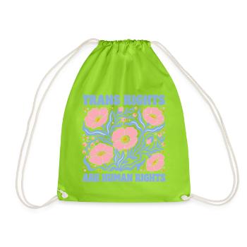 Pride Month LGBT -  Trans Rights Are Human Rights - Drawstring Bag - neon green - Front