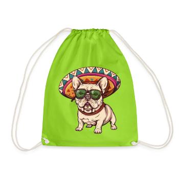 Sombrero de chien Buldog français - Sac de sport léger - vert néon - Devant