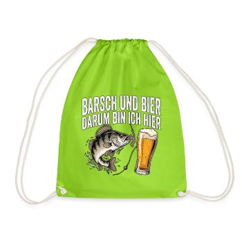 Barsch Angeln Und Bier - Turnbeutel - Neongrün - Vorne