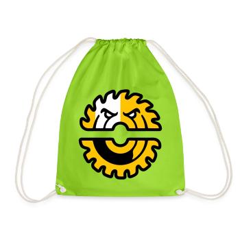 Circular Saw Mascot Logo - Drawstring Bag - neon green - Front