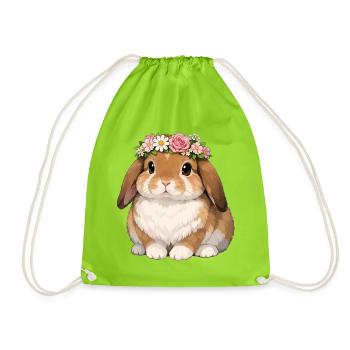 Kaninchen mit Hängeohren - Turnbeutel - Neongrün - Vorne