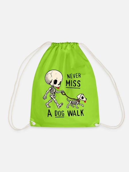Never miss a dog walk - Turnbeutel - Neongrün