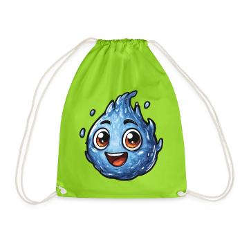 Kawaii Wassertropfen Smile - Turnbeutel - Neongrün - Vorne
