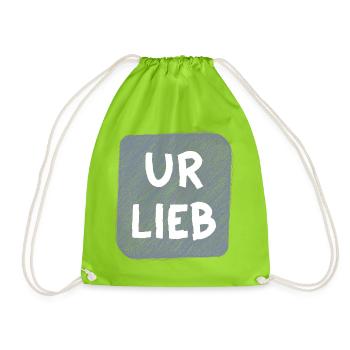 UR LIEB – Süßer Babyspruch zur Geburt Österreich - Turnbeutel - Neongrün - Vorne