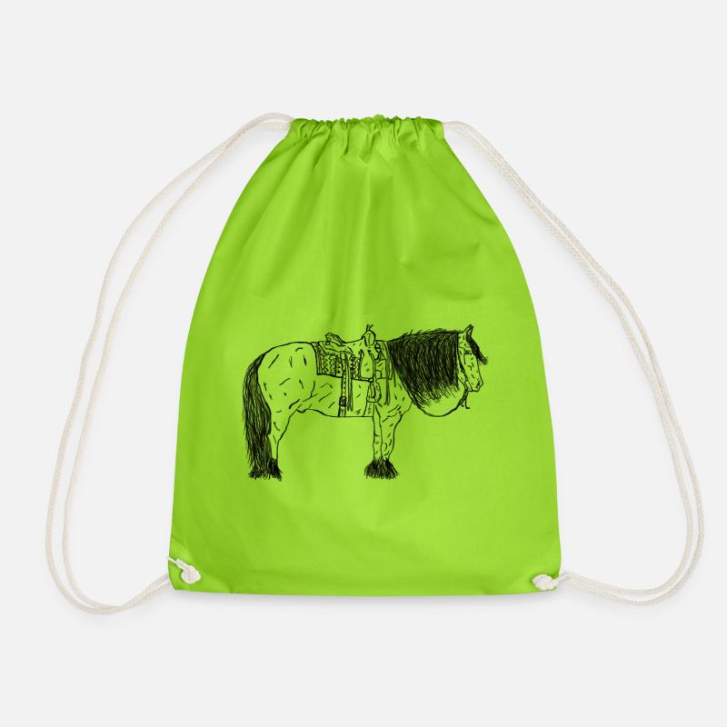 Horse - Drawstring Bag - neon green