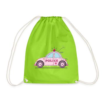 Polizeiauto Police Rosa - Turnbeutel - Neongrün - Vorne