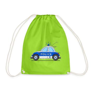 Polizeiauto Police Blau - Turnbeutel - Neongrün - Vorne
