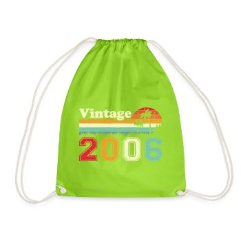 2006 Vintage Retro Birthday Gift - Drawstring Bag - neon green - Front
